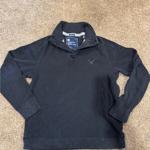 Vintage American Eagle Outfitters Black Ribbed Cotton Shirt